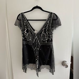 Gatsby Beaded Top with Cap Sleeves